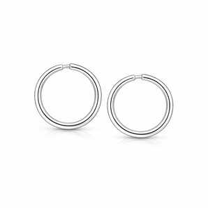 925 Sterling Silver Sleeper Hoop Earrings Available in Sizes 10–25mm