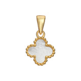 18ct Gold Plated 925 Sterling Silver Mother Of Pearl Clover Pendant for Gold Plated Necklaces
