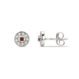 925 Sterling Silver Cubic Zirconia Stud Earrings Featuring a Red Garnet Cubic Zirconia Centre Stone Representing The January Birthstone