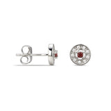 925 Sterling Silver Cubic Zirconia Stud Earrings Featuring a Red Garnet Cubic Zirconia Centre Stone Representing The January Birthstone
