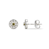 925 Sterling Silver Cubic Zirconia Stud Earrings Featuring a Green Peridot Cubic Zirconia Centre Stone Representing The August Birthstone