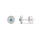 925 Sterling Silver Cubic Zirconia Stud Earrings Featuring a Blue Topaz Cubic Zirconia Centre Stone Representing The December Birthstone