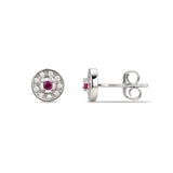 925 Sterling Silver Cubic Zirconia Stud Earrings Featuring a Red Ruby Cubic Zirconia Centre Stone Representing The July Birthstone
