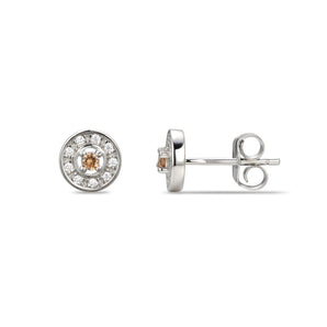 925 Sterling Silver Cubic Zirconia Stud Earrings Featuring a Brown Moonstone Cubic Zirconia Centre Stone Representing The June Birthstone