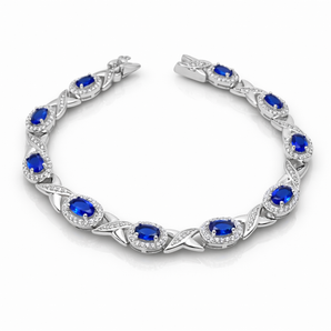 925 Sterling Silver Luxury Sapphire Cubic Zirconia Bracelet
