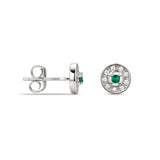 925 Sterling Silver Cubic Zirconia Stud Earrings Featuring a Green Emerald Cubic Zirconia Centre Stone Representing The May Birthstone