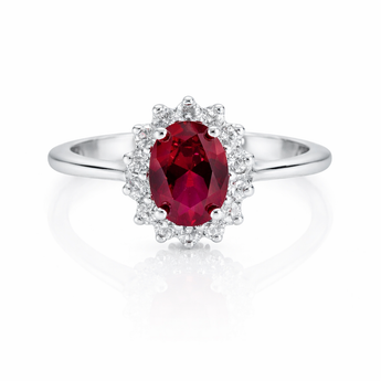 925 Sterling Silver Ruby CZ Flower Cluster Ring