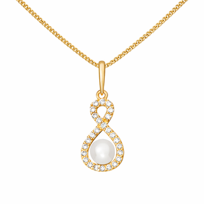 9ct Gold Freshwater Pearl Infinity Pendant Necklace