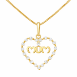 9ct Gold Mum Cubic Zirconia Pendant Necklace