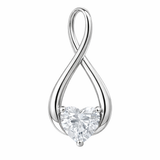 9ct White Gold Infinity CZ Heart Drop Pendant Necklace