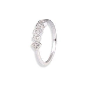 Abstract Diamond Shaped CZ Silver Ring