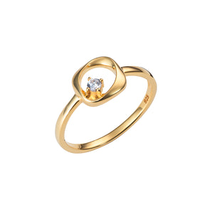 Alyssa Cubic Zirconia Gold Plated Sterling Silver Cocktail Ring