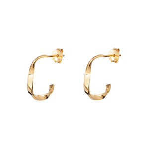 Angelica Ribbon Twist 14ct Gold Plated Sterling Silver Hoop Earrings