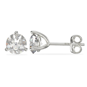April birthstone diamond CZ silver stud earrings
