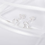 April birthstone diamond CZ silver stud earrings