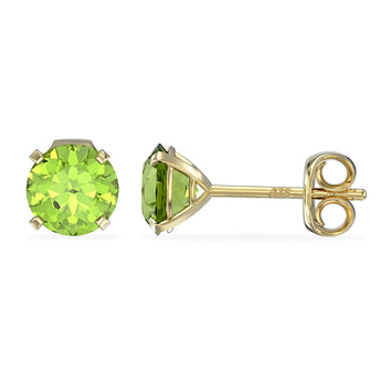August Birthstone Peridot CZ 9ct Gold Stud Earrings