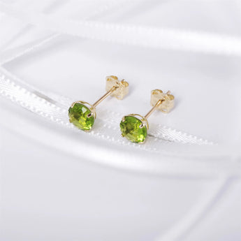 August Birthstone Peridot CZ 9ct Gold Stud Earrings