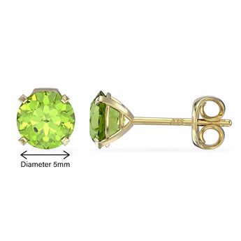 August Birthstone Peridot CZ 9ct Gold Stud Earrings
