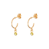 August Birthstone Peridot CZ Gold Plated Hoop Earrings