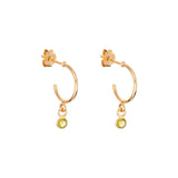 August Birthstone Peridot CZ Gold Plated Hoop Earrings