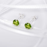 August Birthstone Peridot CZ Sterling Silver Stud Earrings