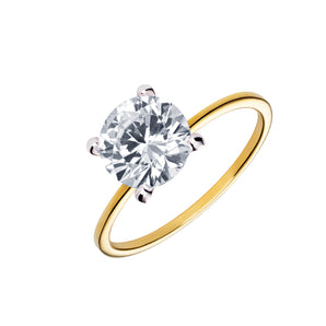 CZ Solitare Sweetheart 18ct Gold Plated Ring, 925 Sterling Silver