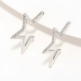 Sterling Silver Cubic Zirconia Star Shaped Hoop Earrings