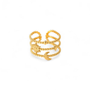 Amnesia Jewellery | Gold Plated Stainless Steel Luna Celestial Ring