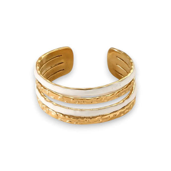 Amnesia Jewellery | Gold Plated Stainless Steel Enamel Adjustable Cuff Ring. Our Adjustable Multi-Layer Rings are made from gold plated stainless steel with a vibrant coloured enamel. Tarnish Free and Waterproof. Shop now for quality Jewellery/Jewelry!