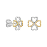 Clover Heart Stud Earrings – Hypoallergenic Silver & 18ct Gold Plating