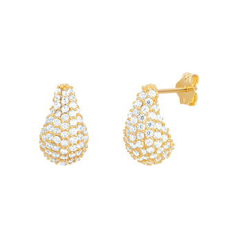 14ct Gold Plated Cubic Zirconia Rain Drop Earrings 925 Sterling Silver