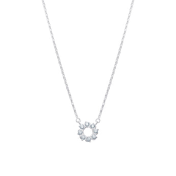 Silver Cubic Zirconia Flower Necklace