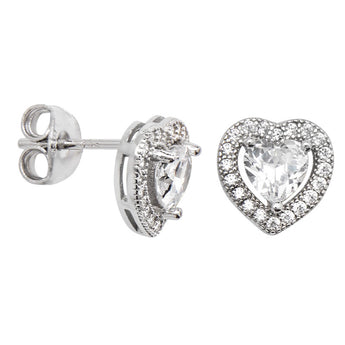 Cubic Zirconia Heart stud Earrings
