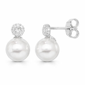 Cubic Zirconia and Pearl Stud Earrings