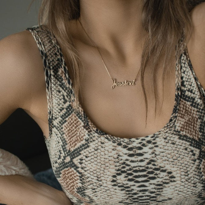 Personalised Cursive Name Necklace in Silver or Gold