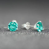 December Birthstone - Blue Topaz CZ Silver Stud Earrings