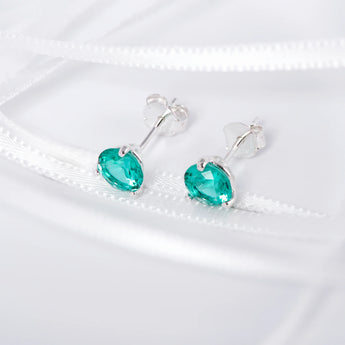 December Birthstone - Blue Topaz CZ Silver Stud Earrings