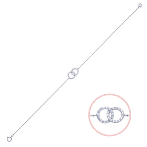 925 Sterling Silver Double Circle Cubic Zirconia Bracelet