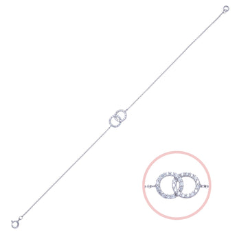 925 Sterling Silver Double Circle Cubic Zirconia Bracelet