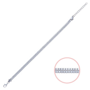 925 Sterling SIlver Double Cubic Zirconia Tennis Bracelet