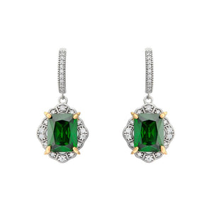 Exquisite Emerald Cubic Zirconia Silver Earrings