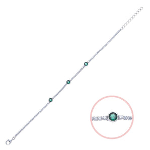 Sterling Silver Emerald Cubic Zirconia Tennis Bracelet