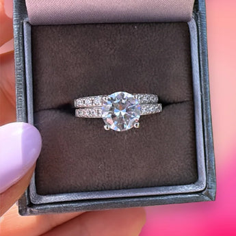 Silver Cubic Zirconia Eternity Ring Set