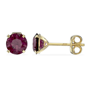 February Birthstone - Amethyst CZ 9ct Gold Stud Earrings