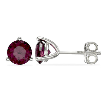 February Birthstone - Amethyst Cubic Zirconia Silver Stud Earrings