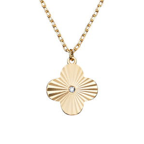 Clover Shaped Gold Plated Pendant Necklace, 925 Sterling Silver