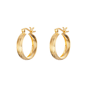 18ct Gold Plated Rippled Hinged Hoops, 925 Sterling Silver
