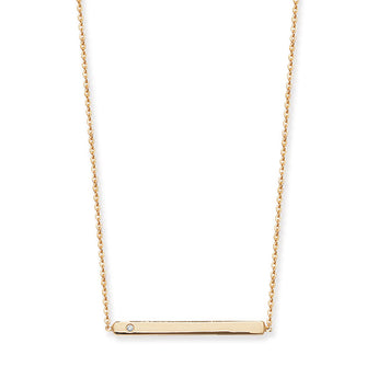 Gold Plated Bar Necklace With Cubic Zirconia