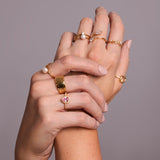 18ct Gold Plated Ring Selection Featuring Cubic Zirconia and Pearl Details