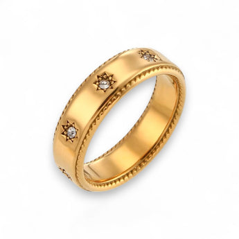 Amnesia Jewellery | Gold Plated Stainless Steel CZ Golden Star Ring